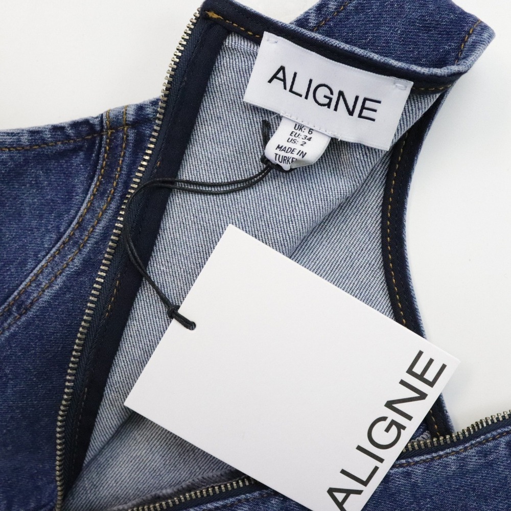 NWT ALIGNE Trish Denim Top Dark Wash Blue 2 - Picture 7 of 10